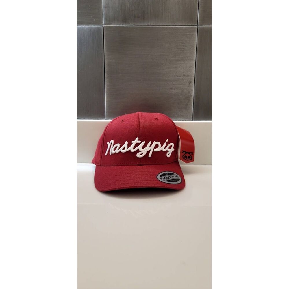 Nasty Pig Hat Cap Red Thick Embroider Logo Red Sz. XL Flex Fit Rare Gay Pride